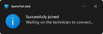 Example notification for successful remote session